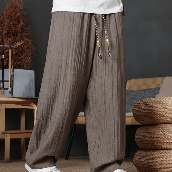 Buddha Stones Casual Plain Color Drawstring Design Men's Pants With Pockets - Tan - US/UK/AU46，EU56 (5XL) - image 0