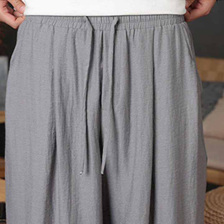 Buddha Stones Casual Plain Color Drawstring Design Men's Pants With Pockets - image 29