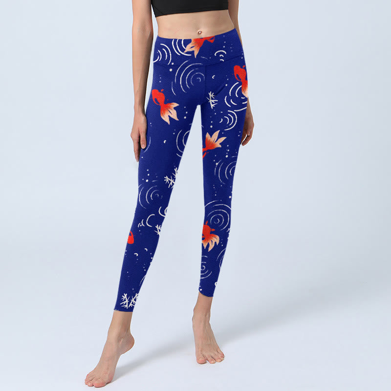 Buddha Stones Goldfish Water Ripples Pattern Print Gym Leggings Women's Yoga Pants - image 5