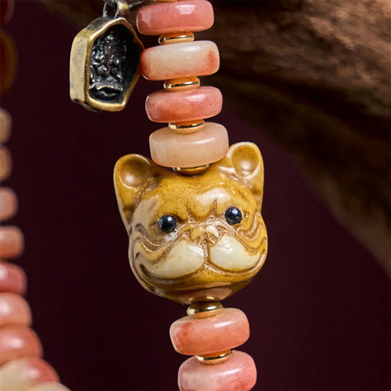 Buddha Stones Natural Tibetan Camel Bone Purple Blood Beads Pug Luck Bracelet - image 4