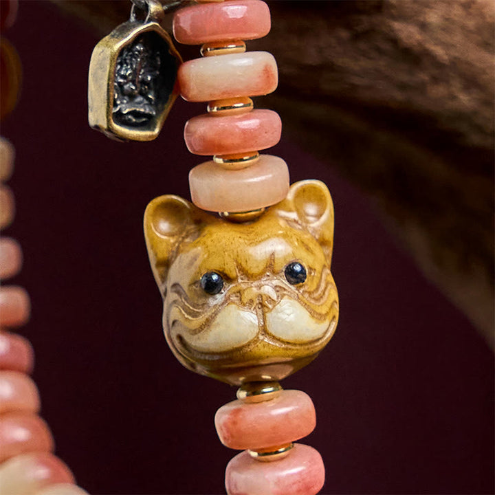 Buddha Stones Natural Tibetan Camel Bone Purple Blood Beads Pug Luck Bracelet - image 4