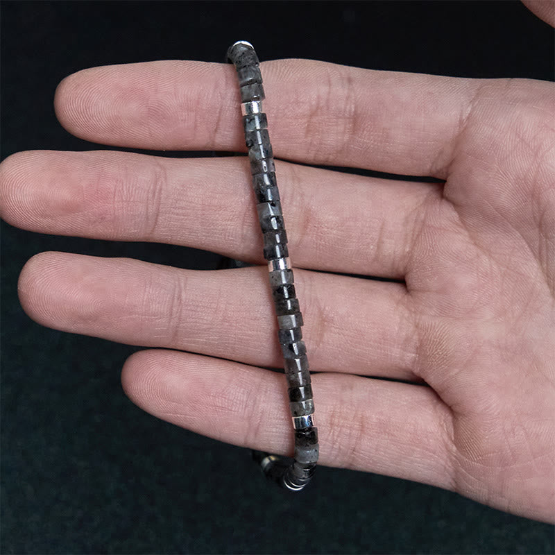 Buddha Stones Natural Black Glitter Stone Courage Spacer Bead Bracelet - image 10