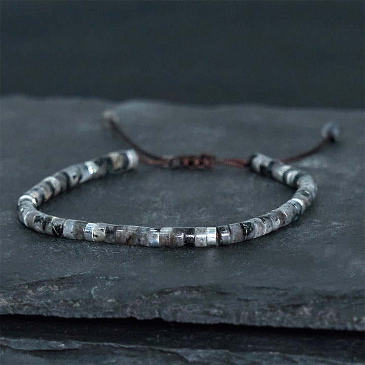 Buddha Stones Natural Black Glitter Stone Courage Spacer Bead Bracelet - image 8