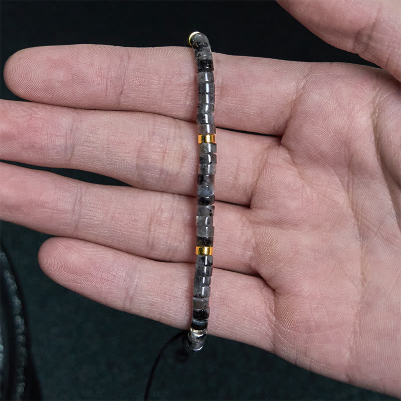 Buddha Stones Natural Black Glitter Stone Courage Spacer Bead Bracelet - image 3