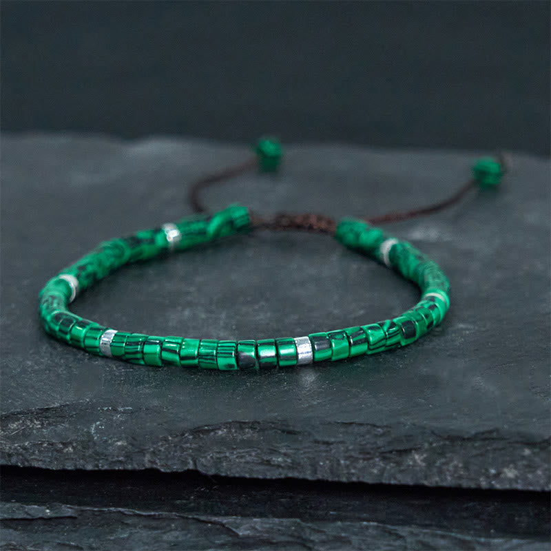 Buddha Stones Malachite Anti-Anxiety Spacer Bead Bracelet - image 1
