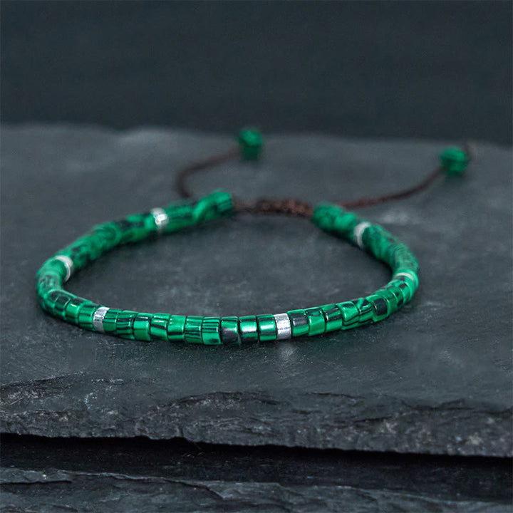 Buddha Stones Malachite Anti-Anxiety Spacer Bead Bracelet - image 1