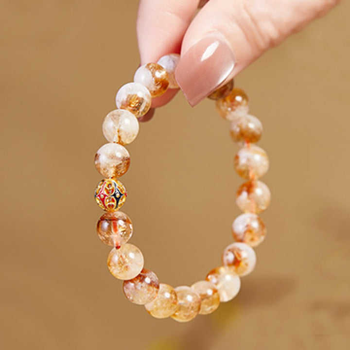 Buddha Stones 999 Sterling Silver Natural Citrine Flower Balls Beads Protection Bracelet - image 2