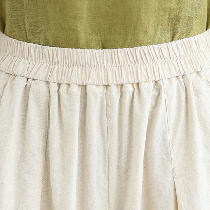 Buddha Stones Commute Simple Lace Design 7-8 Length Women's Wide Leg Cotton Pants With Pockets - image 8