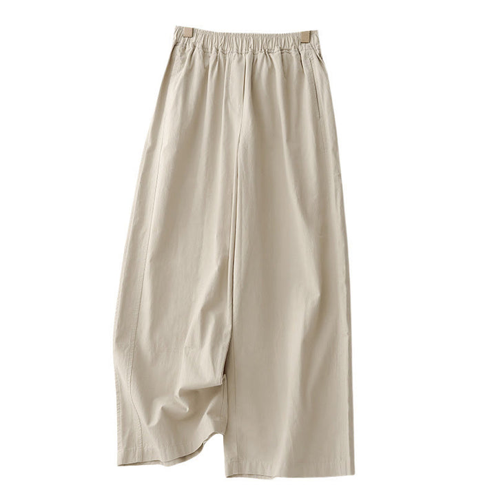 Buddha Stones Spring Commute Solid Color High Waist Women's Wide Leg Cotton Linen Pants With Pockets - image 9