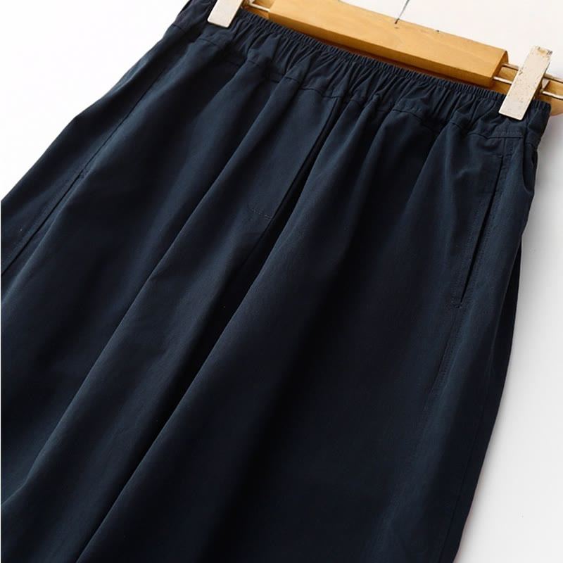 Buddha Stones Spring Commute Solid Color High Waist Women's Wide Leg Cotton Linen Pants With Pockets - image 12
