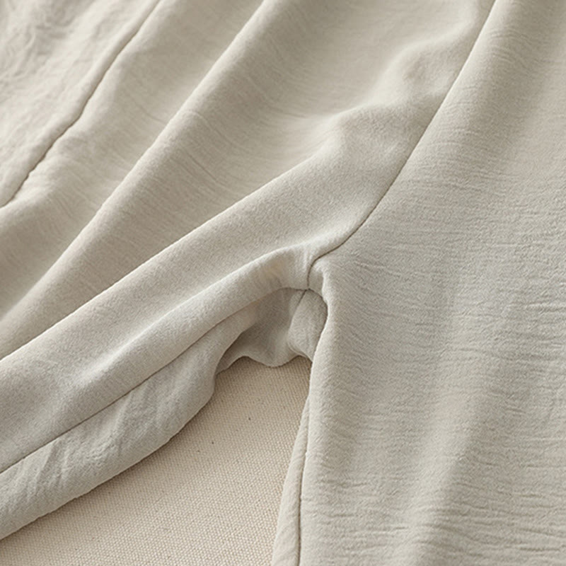 Buddha Stones Commute Casual Plain Frog-Button Design Women's Harem Cotton Linen 7-8 Length Pants With Pockets - image 7