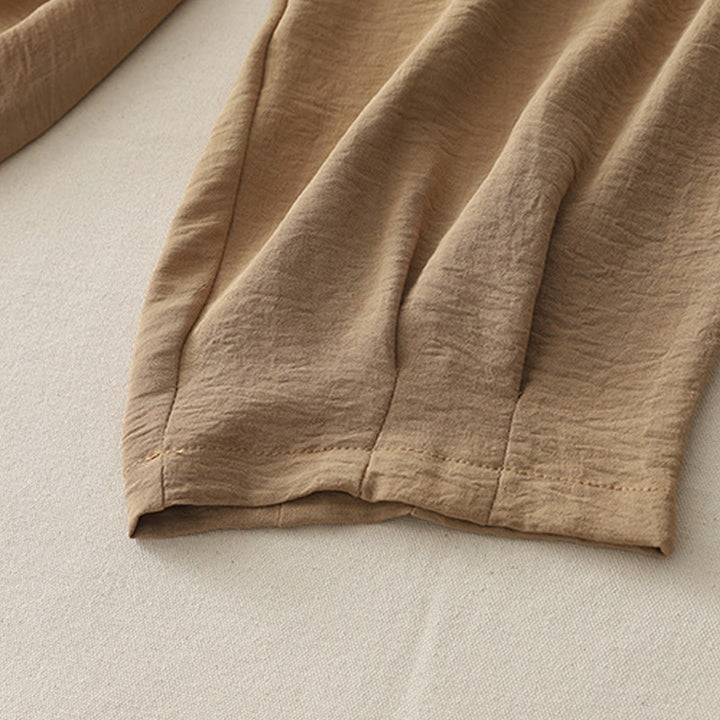 Buddha Stones Commute Casual Plain Frog-Button Design Women's Harem Cotton Linen 7-8 Length Pants With Pockets - image 16