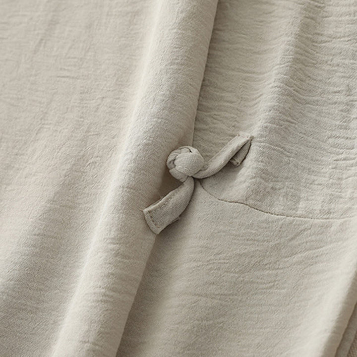 Buddha Stones Commute Casual Plain Frog-Button Design Women's Harem Cotton Linen 7-8 Length Pants With Pockets - image 6