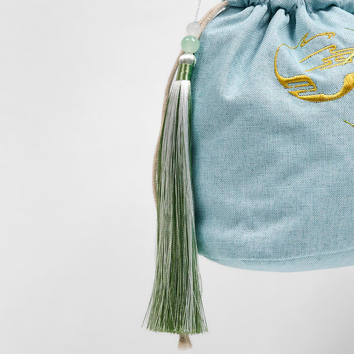 Buddha Stones Embroidered Green Bamboo Cotton Linen Crossbody Bag Shoulder Bag - image 5