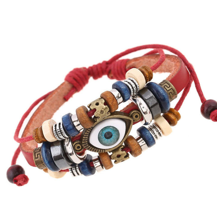 Buddha Stones Tibetan Evil Eye Leather Adjustable Protection Bracelet - image 11