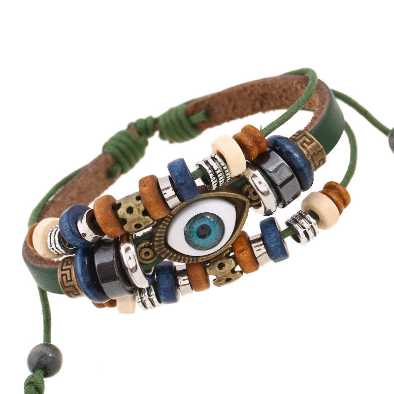 Buddha Stones Tibetan Evil Eye Leather Adjustable Protection Bracelet - image 19