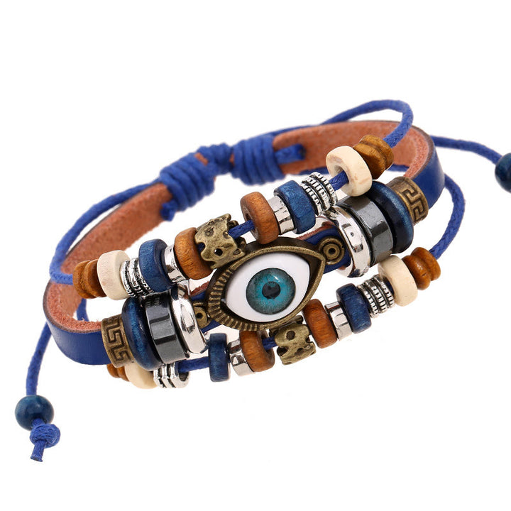 Buddha Stones Tibetan Evil Eye Leather Adjustable Protection Bracelet - image 23