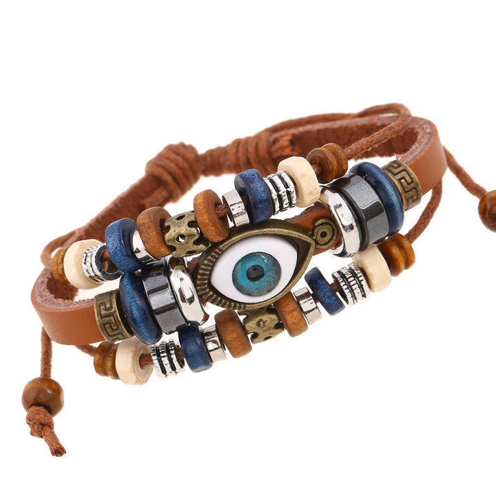 Buddha Stones Tibetan Evil Eye Leather Adjustable Protection Bracelet - image 15