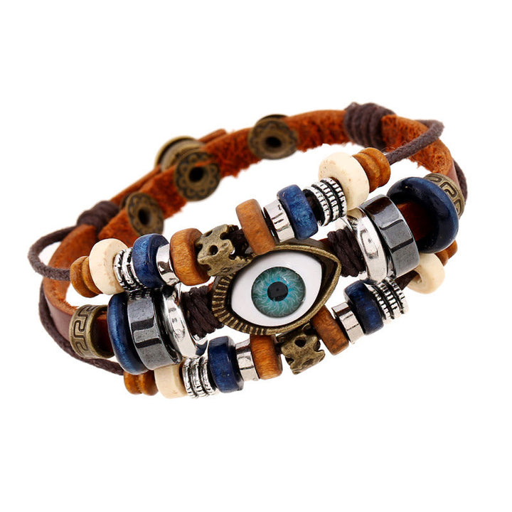 Buddha Stones Tibetan Evil Eye Leather Adjustable Protection Bracelet - image 37