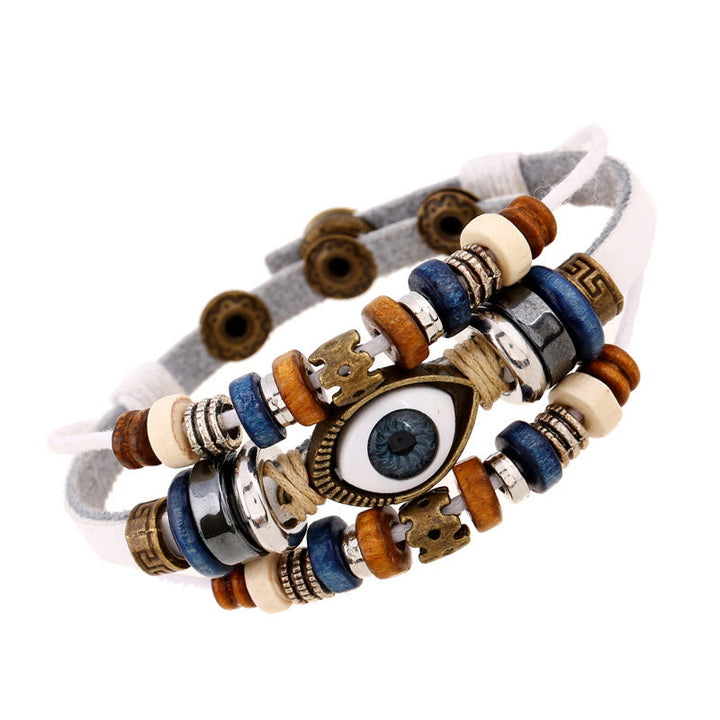 Buddha Stones Tibetan Evil Eye Leather Adjustable Protection Bracelet - image 57