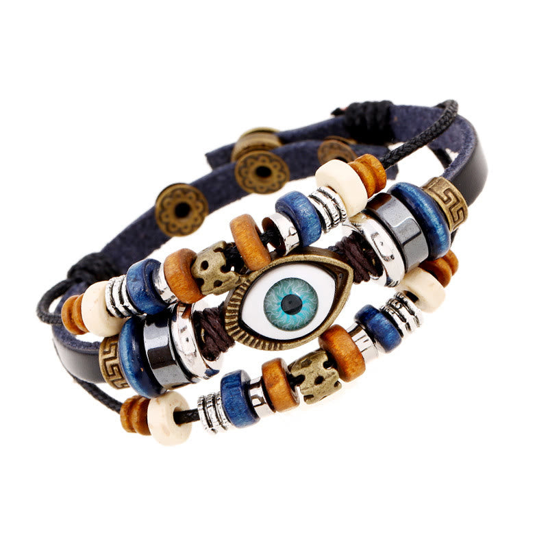 Buddha Stones Tibetan Evil Eye Leather Adjustable Protection Bracelet - image 32