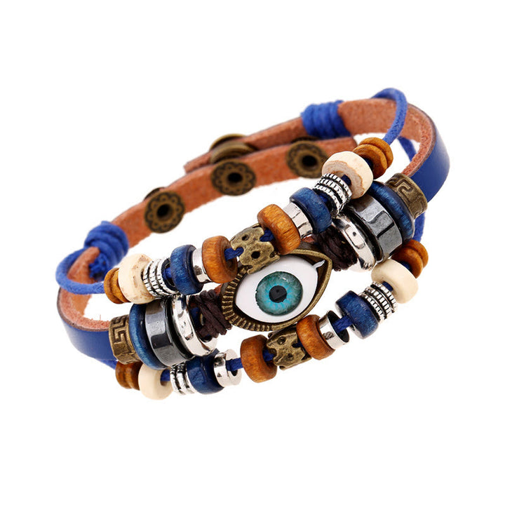 Buddha Stones Tibetan Evil Eye Leather Adjustable Protection Bracelet - image 53
