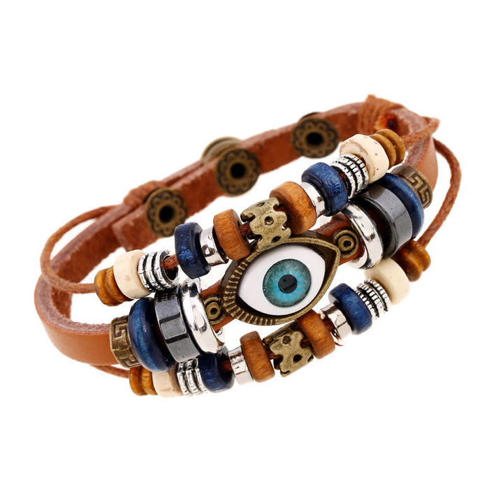 Buddha Stones Tibetan Evil Eye Leather Adjustable Protection Bracelet - image 45