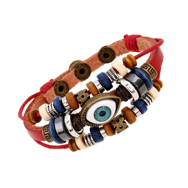 Buddha Stones Tibetan Evil Eye Leather Adjustable Protection Bracelet - image 39