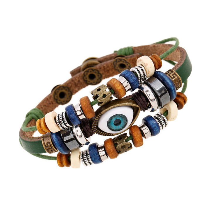 Buddha Stones Tibetan Evil Eye Leather Adjustable Protection Bracelet - image 49