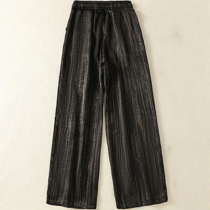 Buddha Stones Artistic Casual Vertical Lines Pattern Drawstring Ankle-length Women's Pants With Pockets - image 10