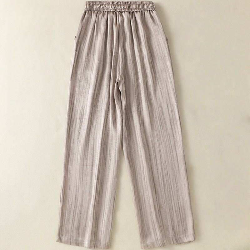 Buddha Stones Artistic Casual Vertical Lines Pattern Drawstring Ankle-length Women's Pants With Pockets - image 18