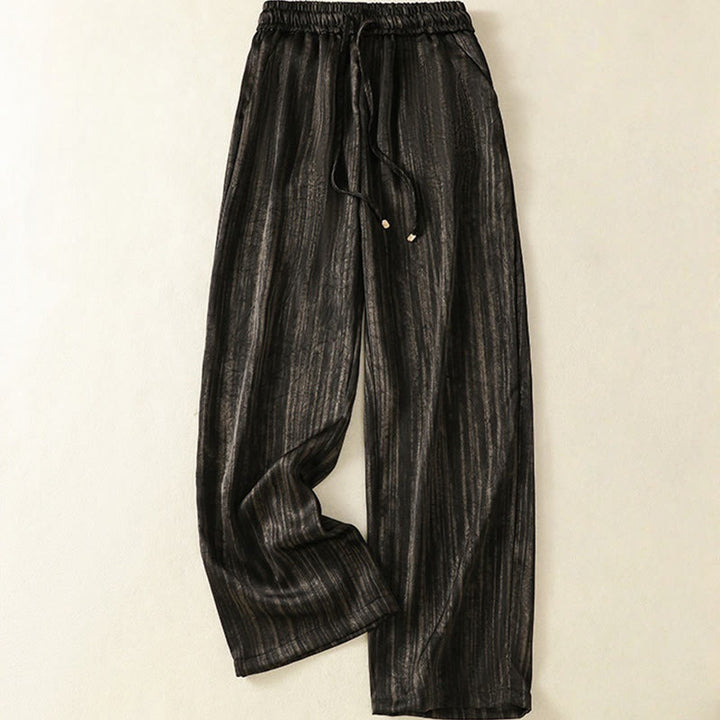Buddha Stones Artistic Casual Vertical Lines Pattern Drawstring Ankle-length Women's Pants With Pockets - Black - US8-10，UK/AU12-14，EU40-42 (2XL) - image 9