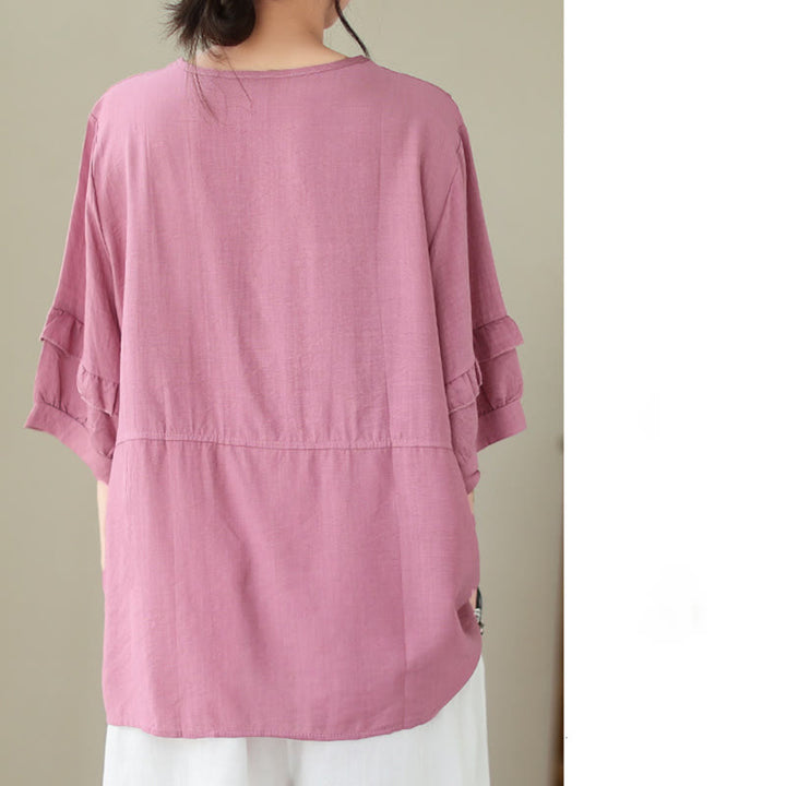Buddha Stones Casual Summer Plain Crew Neck Women's Polyester Short Sleeve T-shirt - image 13