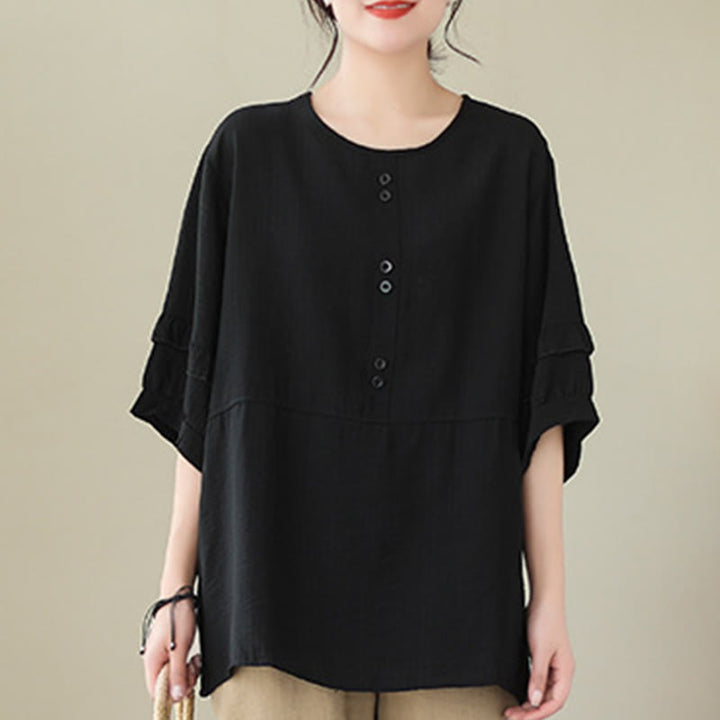 Buddha Stones Casual Summer Plain Crew Neck Women's Polyester Short Sleeve T-shirt - image 17