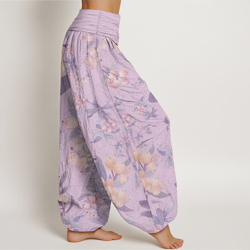 Buddha Stones Pure Cotton Casual Loquat Pattern Women's Elastic Waist Harem Pants - image 8