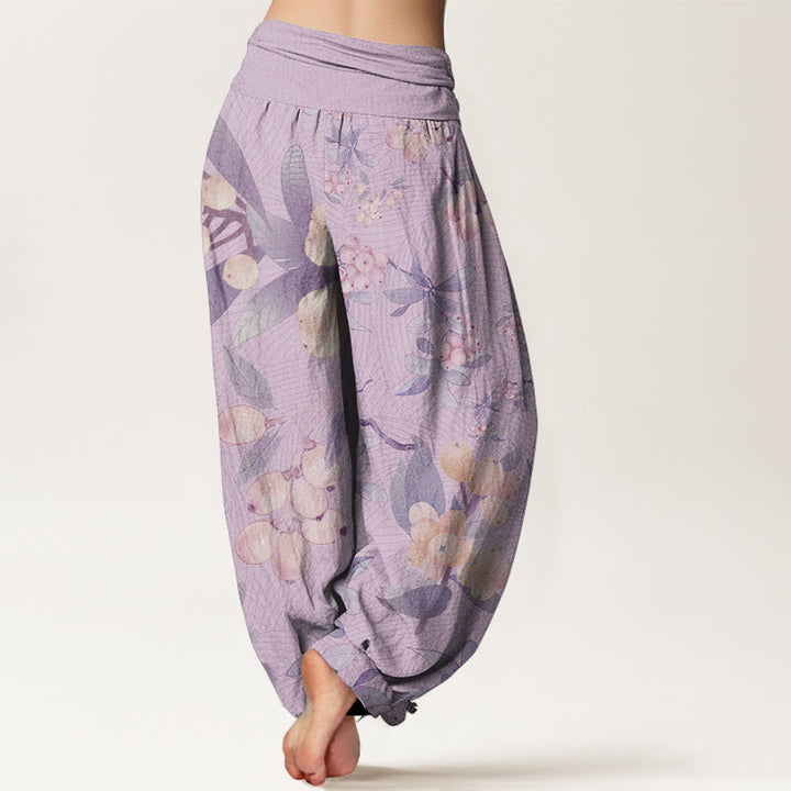 Buddha Stones Pure Cotton Casual Loquat Pattern Women's Elastic Waist Harem Pants - image 7