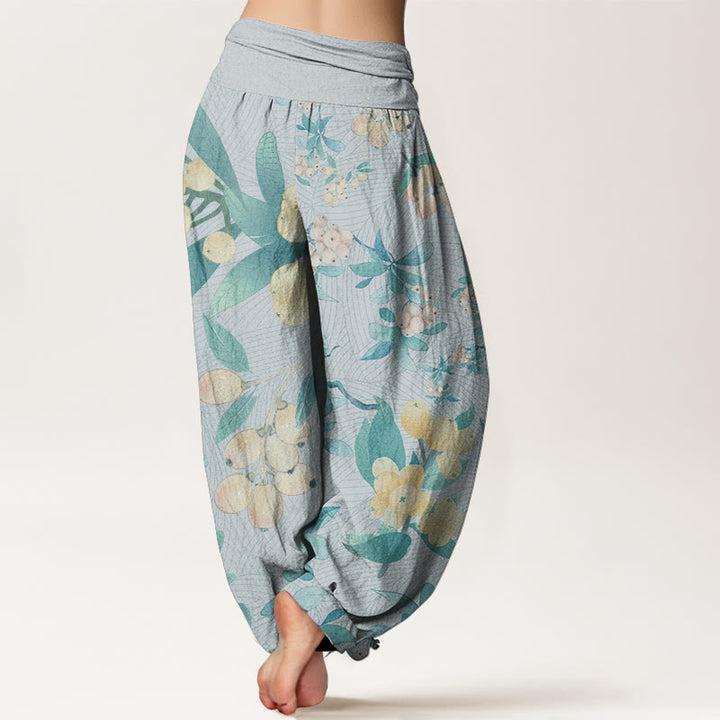 Buddha Stones Pure Cotton Casual Loquat Pattern Women's Elastic Waist Harem Pants - image 10