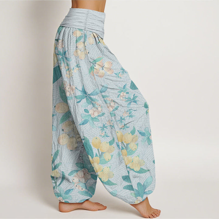 Buddha Stones Pure Cotton Casual Loquat Pattern Women's Elastic Waist Harem Pants - image 11