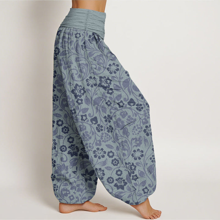 Buddha Stones Pure Cotton Small Flowers Intertwining Branches Women's Elastic Waist Harem Pants - image 10