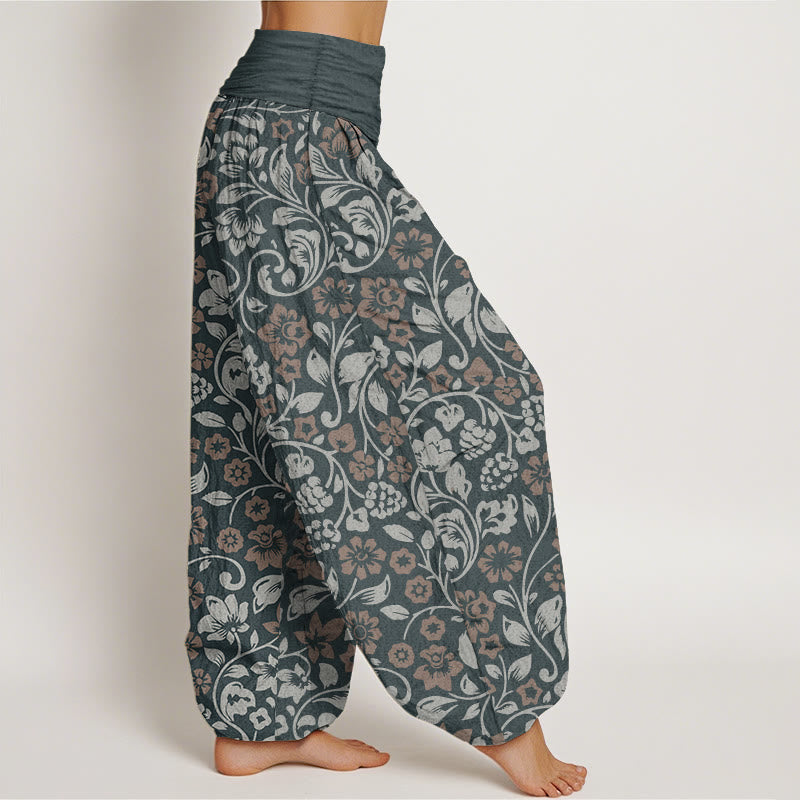 Buddha Stones Pure Cotton Small Flowers Intertwining Branches Women's Elastic Waist Harem Pants - image 7