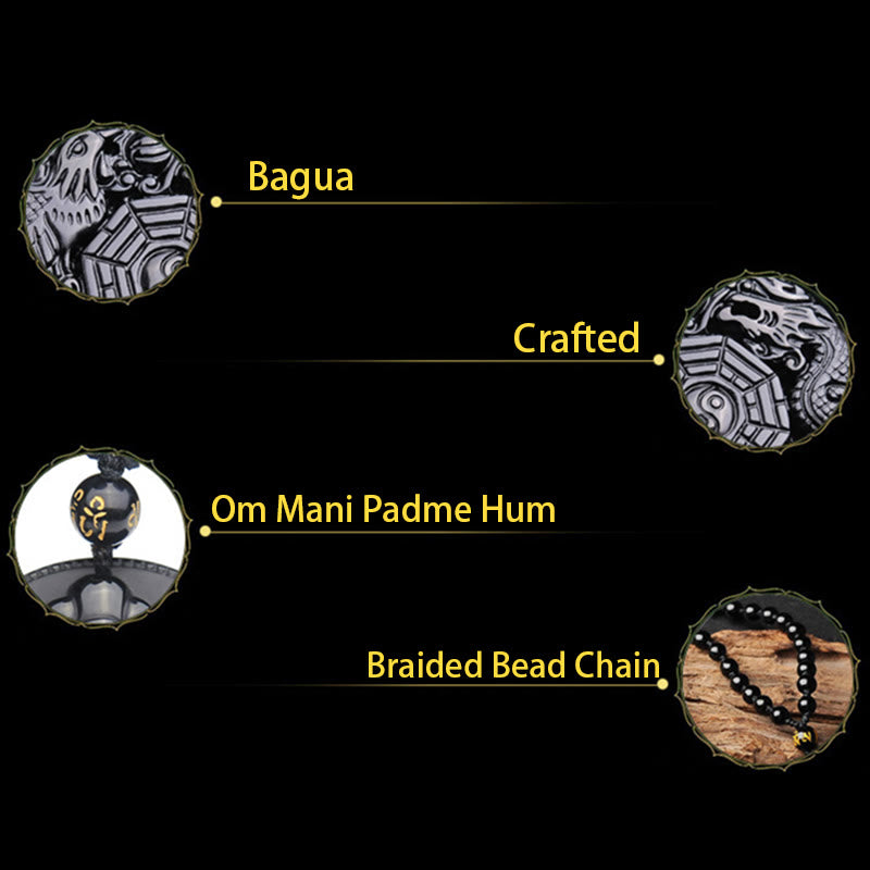 Buddha Stones Bagua Dragon Phoenix Obsidian Fulfilment Pendant Necklace - image 6