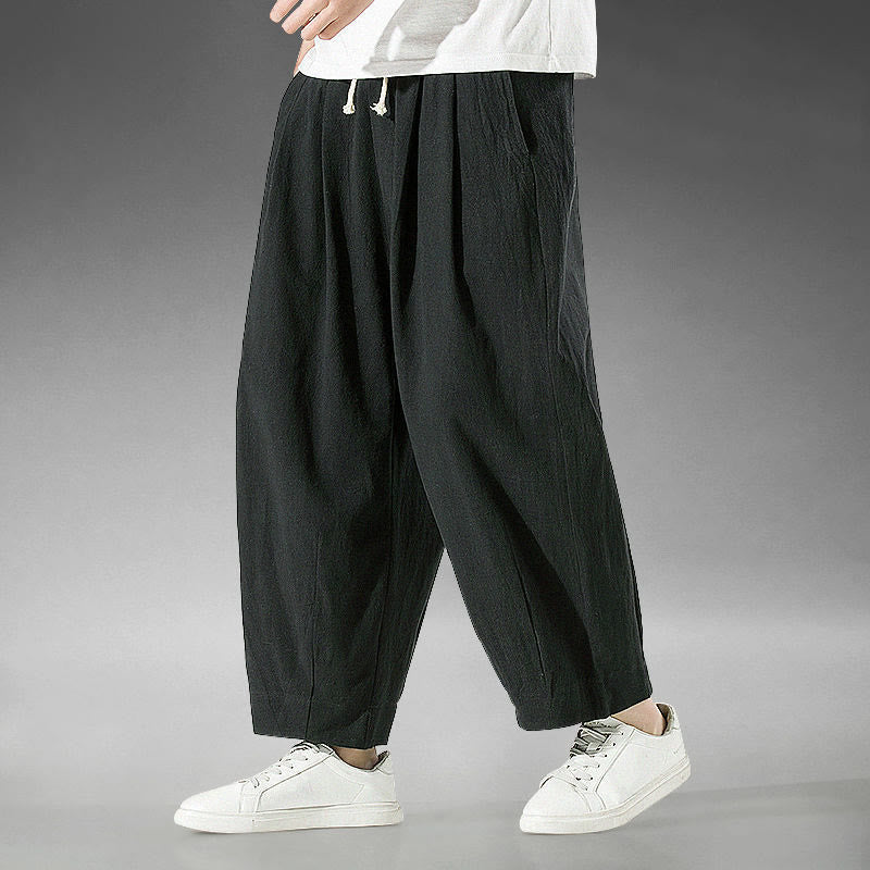 Buddha Stones Plain Color Men's Ankle-Length Harem Pants With Pockets - image 26
