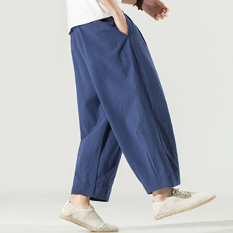 Buddha Stones Plain Color Men's Ankle-Length Harem Pants With Pockets - image 4