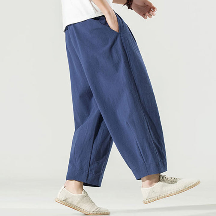 Buddha Stones Plain Color Men's Ankle-Length Harem Pants With Pockets - image 4