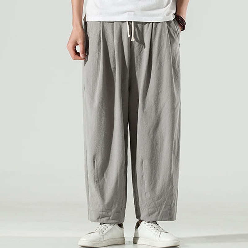 Buddha Stones Plain Color Men's Ankle-Length Harem Pants With Pockets - image 9