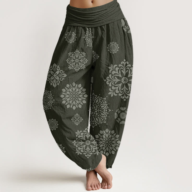 Buddha Stones Casual Mandala Pattern Women's Elastic Waist Harem Pants - DarkOliveGreen - US22，UK/AU26，EU54 (6XL) - image 7