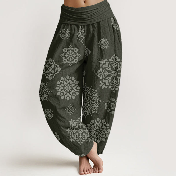 Buddha Stones Casual Mandala Pattern Women's Elastic Waist Harem Pants - DarkOliveGreen - US22，UK/AU26，EU54 (6XL) - image 7