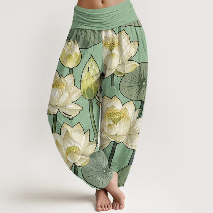 Buddha Stones Casual Lotus Flowers Pod Pattern Women's Elastic Waist Harem Pants - LightGreen - US22，UK/AU26，EU54 (6XL) - image 7
