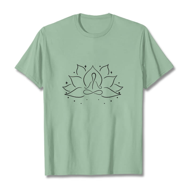 Buddha Stones Lotus Flower Meditative Yoga Pose Design Tee T-shirt - PaleGreen - 2XL - image 14