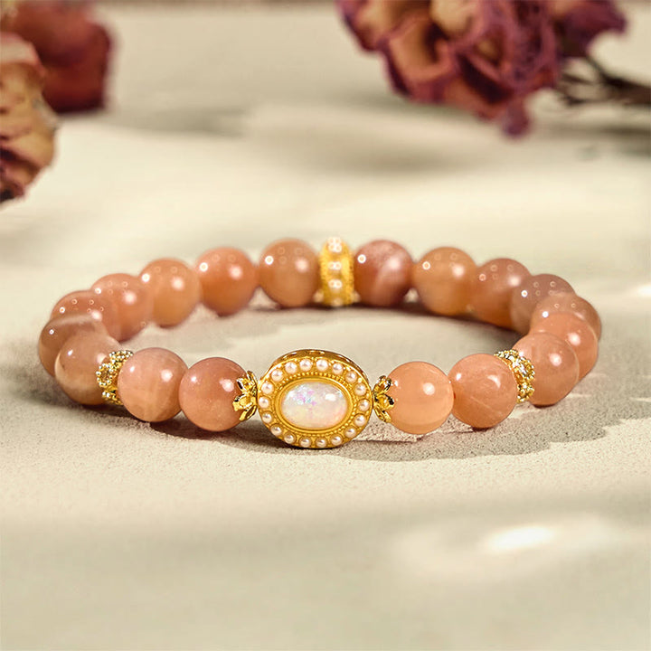 Buddha Stones Natural Peach Moonstone Adjustable Soothing Bracelet - image 2